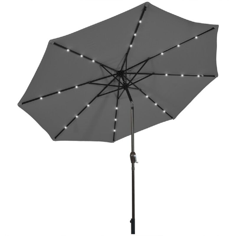 Solar Light Patio Umbrella &ndash; Outdoor Sun Shade with LED Illumination