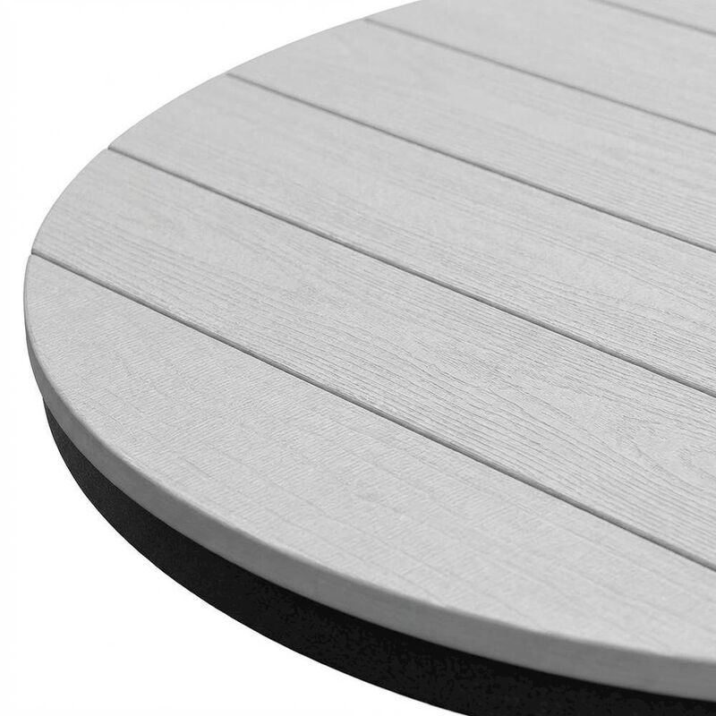 Outdoor Escape Light Gray Counter Height Round Table With Black Base For Outdoor Dining image number 4