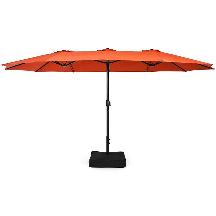 Mondawe 15 Feet Double-Sided Twin Patio Umbrella with Crank and Base