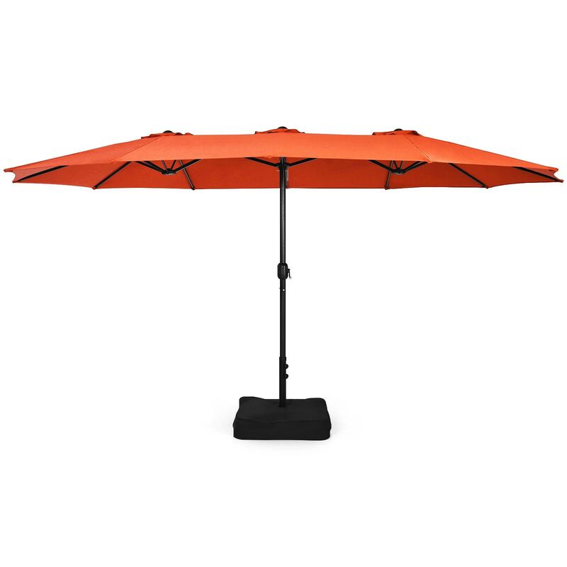 Mondawe 15 Feet Double-Sided Twin Patio Umbrella with Crank and Base image number 0