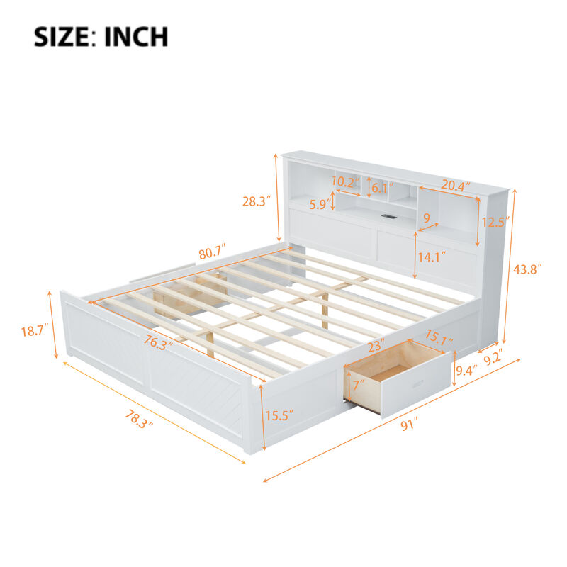 Merax Wood Platform Bed with Multi-storage Headboard