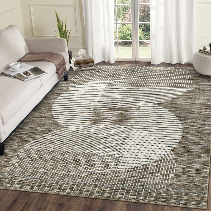 10X13 FT Washable Area Rug for Living Room Modern Geometric Rug Soft Non Slip Bedroom Carpet image number 1