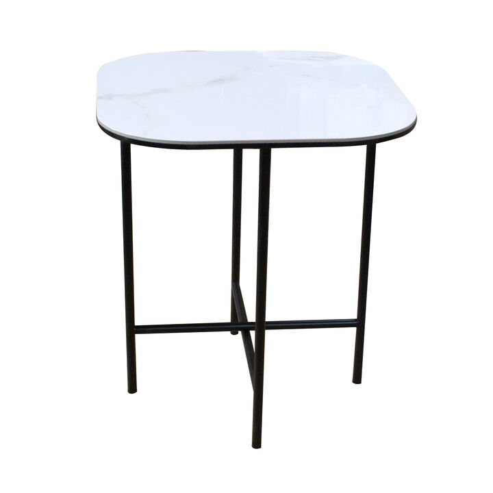 HomeRoots 22" White And Black Ceramic And Metal Square End Table