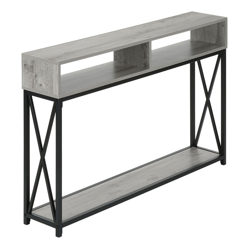 Monarch Specialties I 3572 Accent Table, Console, Entryway, Narrow, Sofa, Living Room, Bedroom, Metal, Laminate, Grey, Black, Contemporary, Modern image number 1