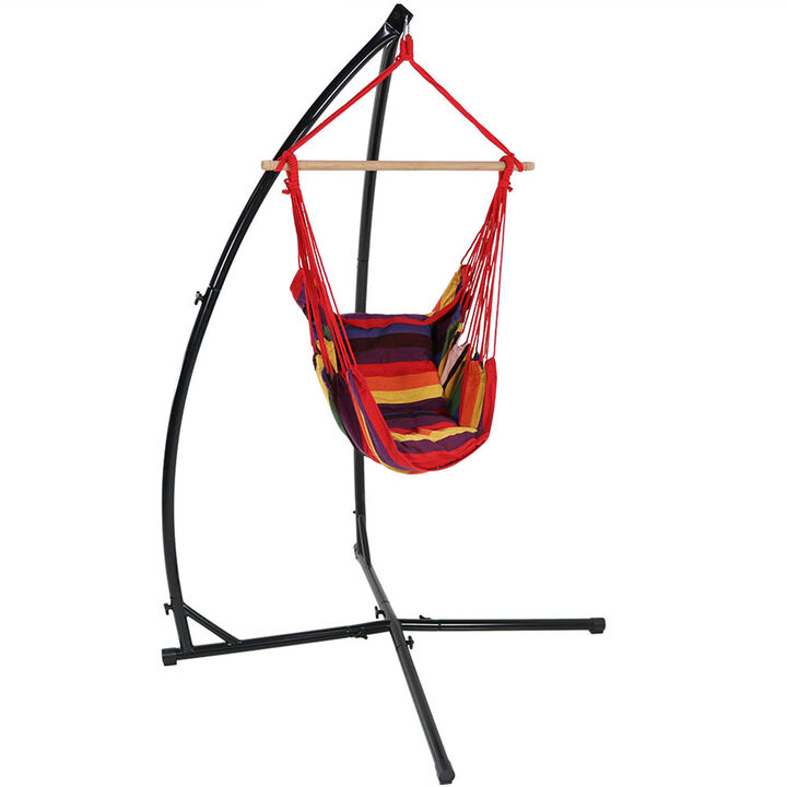 Sunnydaze Cotton/Polyester Rope Hammock Chair with X-Stand