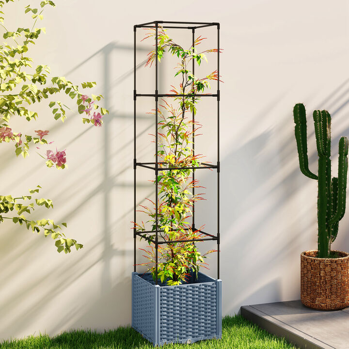 Hivvago Tomato Cage Planter Box with Trellis and Drainage