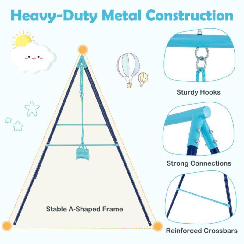 Hivvago Outdoor Heavy Duty Metal Toddler Swing Set with Stand