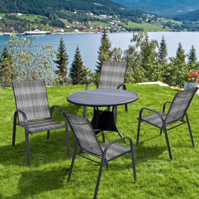 Hivvago Outdoor PE Wicker Stackable Chairs with Sturdy Steel Frame