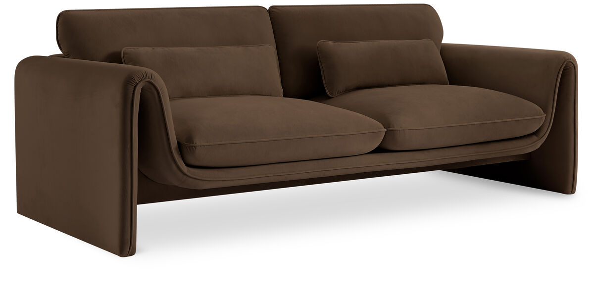 Meridian Furniture Sloan Brown Velvet Fabric Sofa