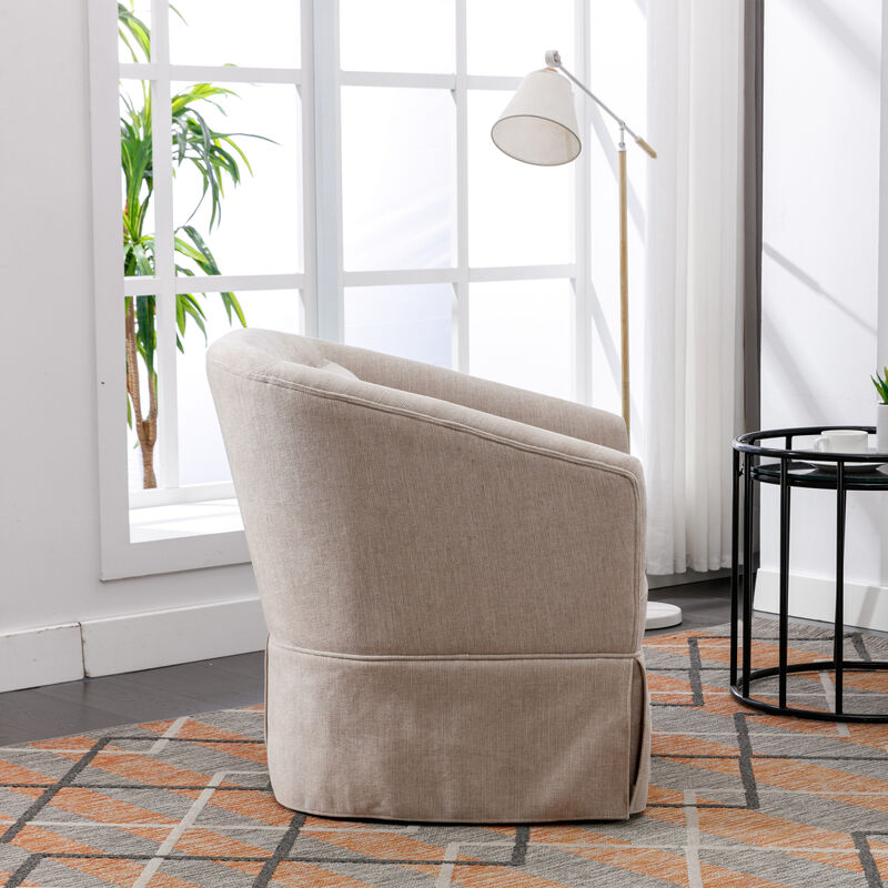 360-degree Swivel Accent Armchair Linen Blend Beige