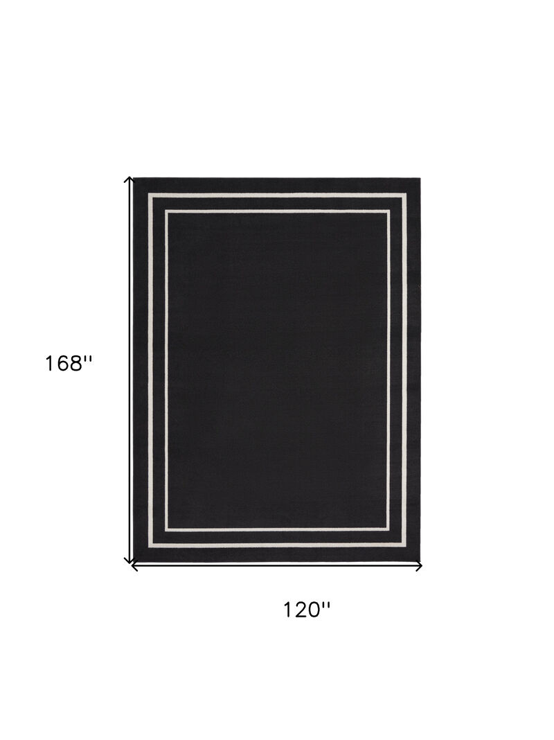HomeRoots 10' X 14' Black And Ivory Indoor Outdoor Area Rug image number 5