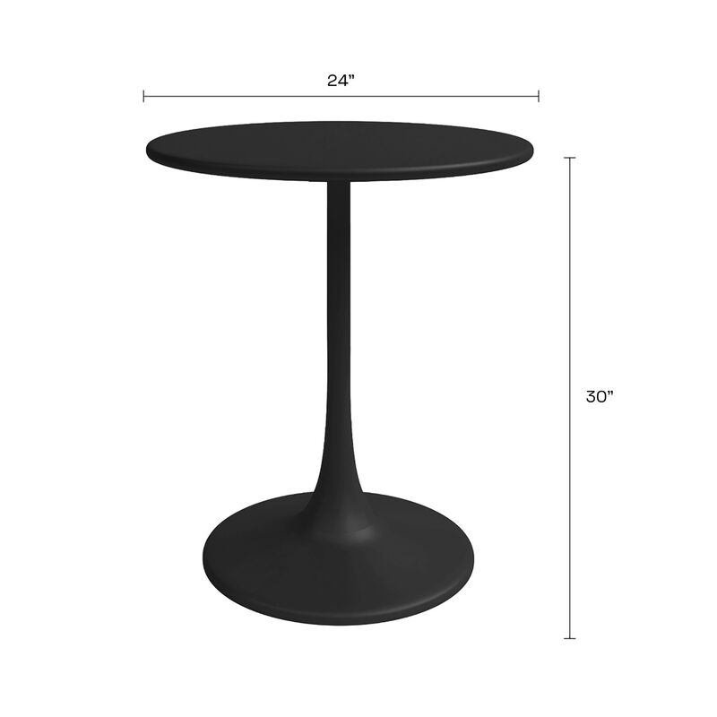 KURV&reg; OUTDOOR & INDOOR ROUND 24" STEEL BISTRO TABLE