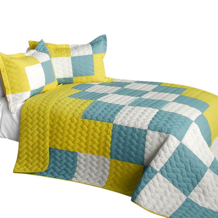 Cute Little Princess Patchwork Quilt Set 3 Piece Full Size Quilted Soft Bed Cover Set