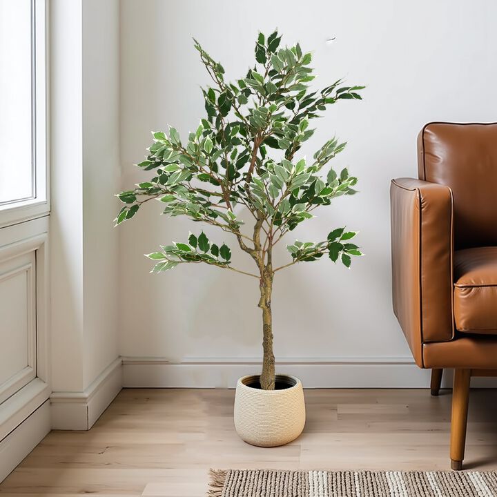 Christopher Knight Home Ferdinand Indoor 51"H Pre-Potted Artificial Ficus Tree with Twisted Trunk