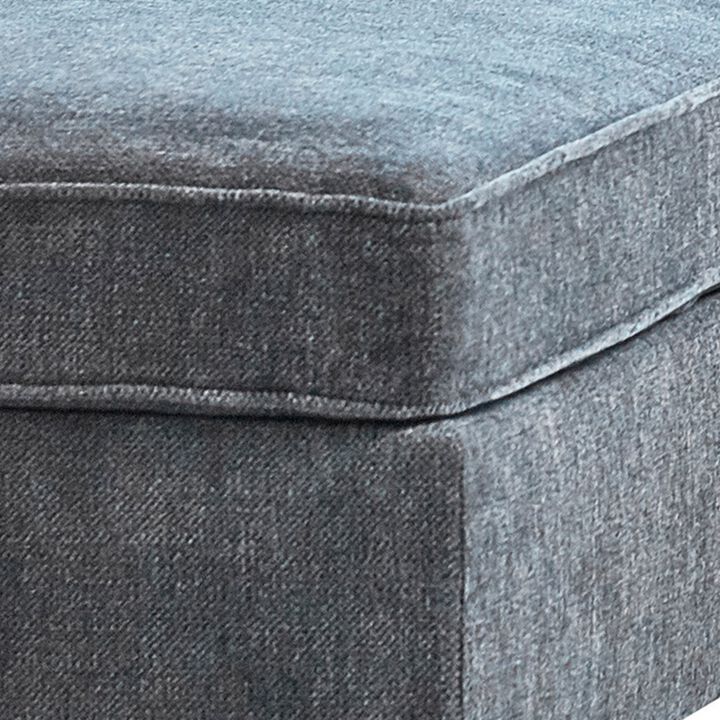 38 Inch Modern Ottoman, Smooth Gray Chenille Fabric, Plush Cushioned Seat-Benzara