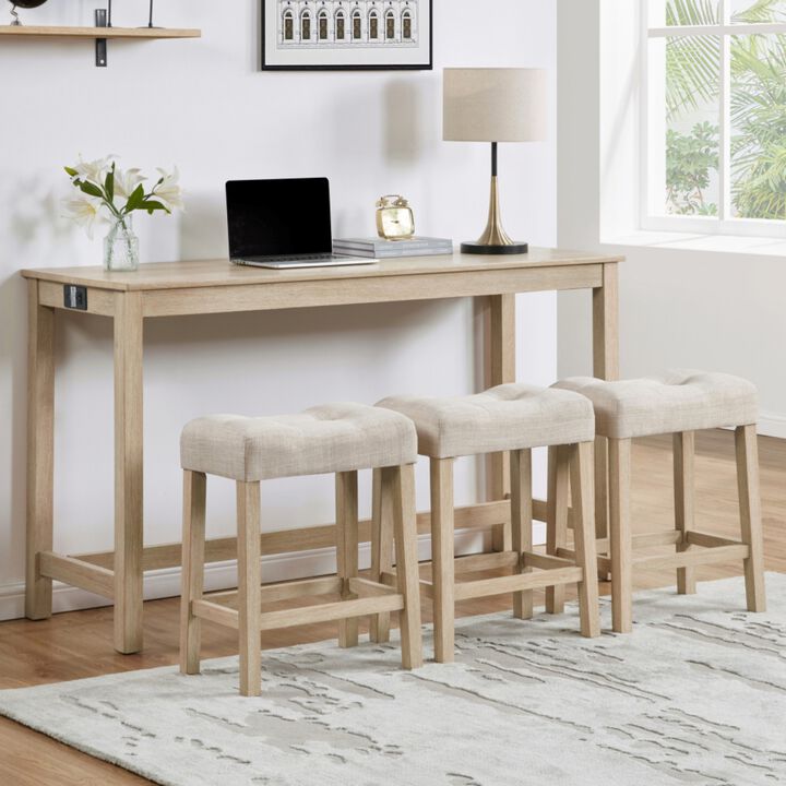 Kepfuf 4‑Piece Farmhouse Bar Table Set