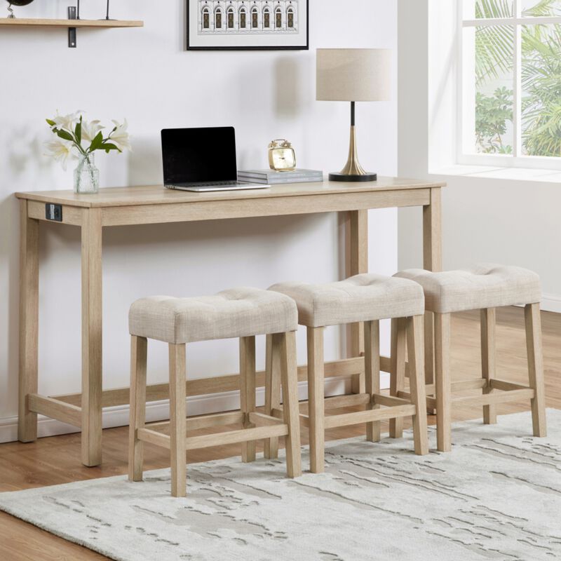 Kepfuf 4‑Piece Farmhouse Bar Table Set image number 1