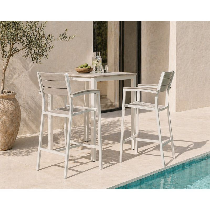 Aluminum Outdoor Patio Bar Stool with Armrests and Cushioned Seat image number 5