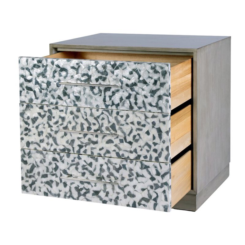 Butler Specialty Maganda 32 in. W Wood and Tortoise Capiz 3 Drawer Chest, Gray image number 3