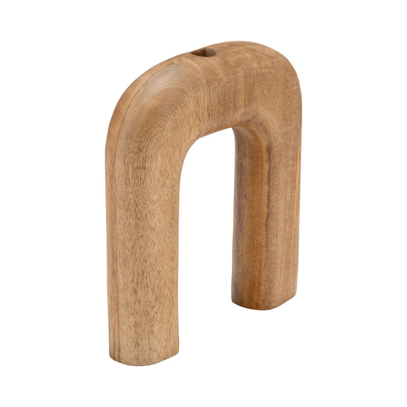 Wood Horseshoe Vase, Brown image number 1