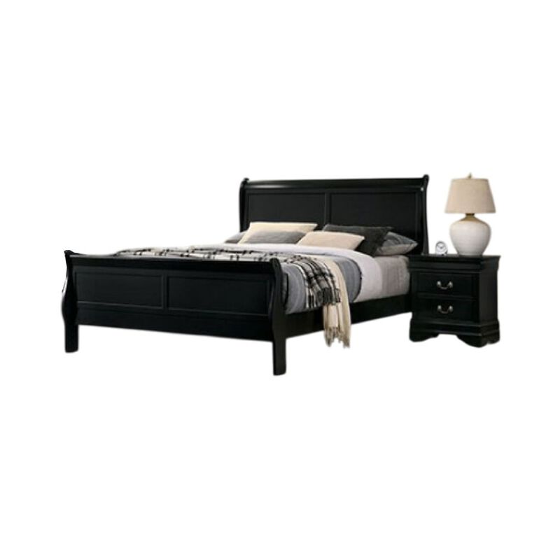 Ryla 4pc Queen Bedroom Set with Nightstand, Dresser, Mirror in Classic Black image number 3