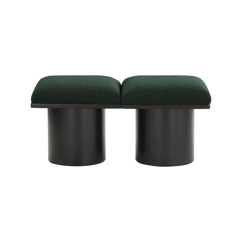 Meridian Furniture Pavilion Green Boucle Fabric Bench