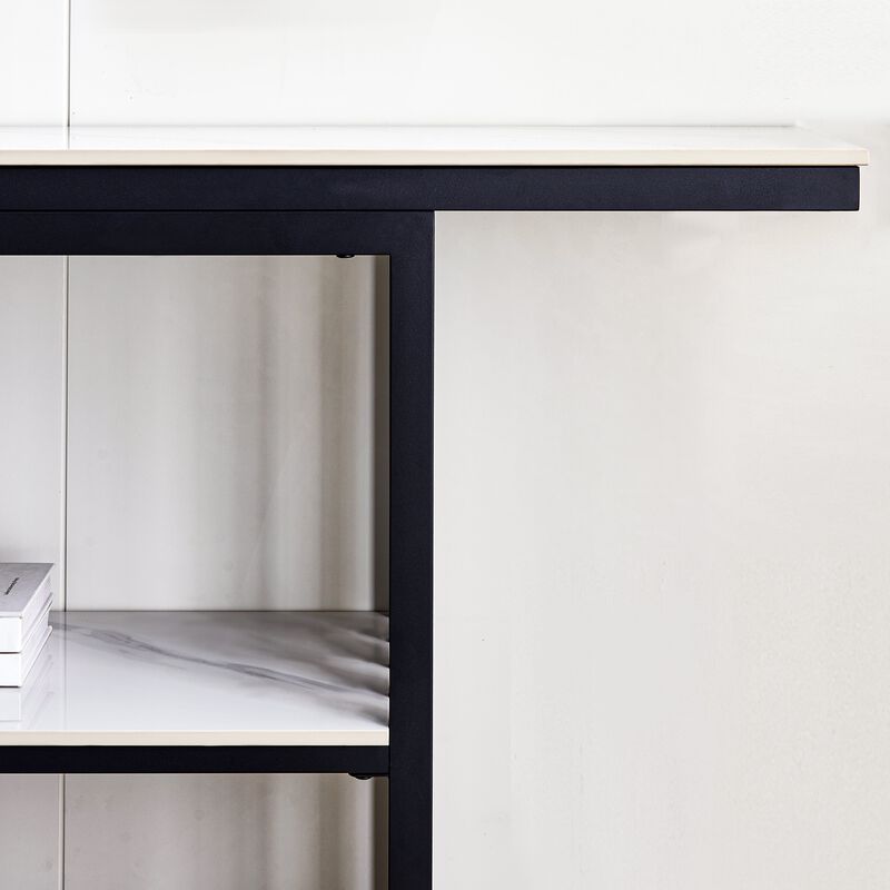 Adjustable Height Console Table with Industrial Metal Frame, 48" Corridor Solution, Black