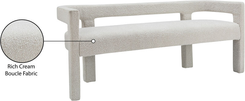 Meridian Furniture Athena Cream Boucle Fabric Bench image number 6