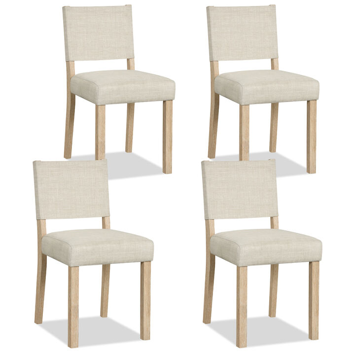 Set of 4 Upholstered Dining Chairs with Sturdy Rubber Wood Legs