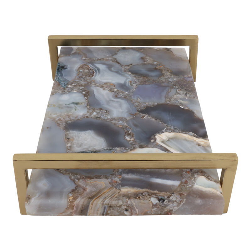 14x9 Agate Tray W/Gold Handles image number 4