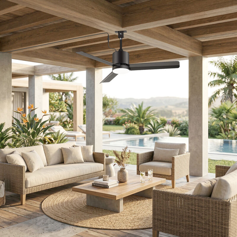 Breezary 42" Waterproof Outdoor Ceiling Fan with Light, Dimmable LED, DC Motor, 6 Speeds, Remote Control, Quiet image number 8