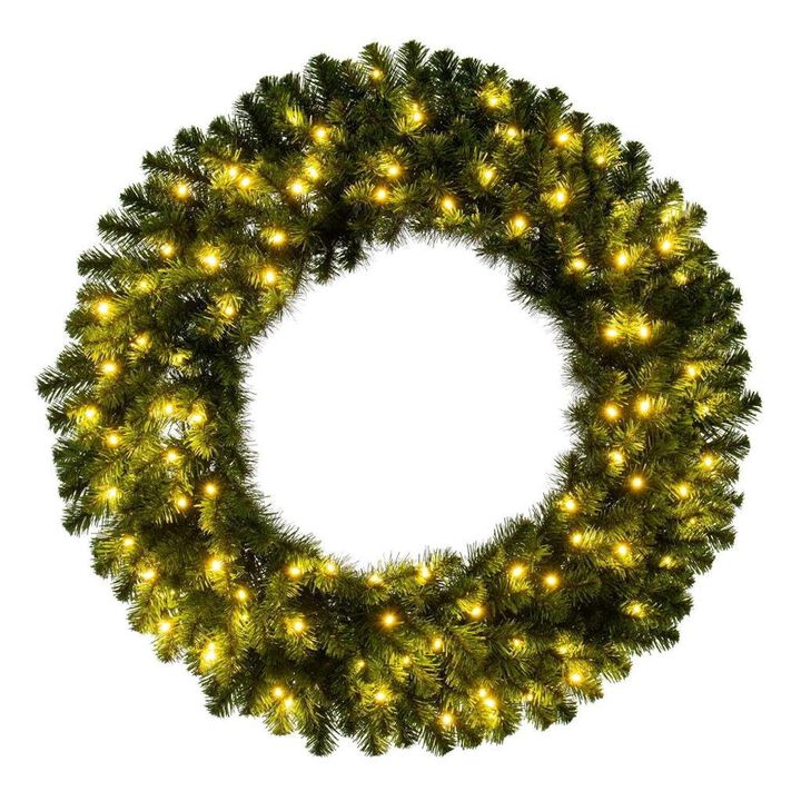Vickerman 30" Deluxe Sequoia Pine Artificial Pre-Lit Wreath with 600 Warm White Single Mold 5mm Wide Angle Lights, 240 Classic PVC Tips, Heavy Duty .22 Gauge Galvanized Wire