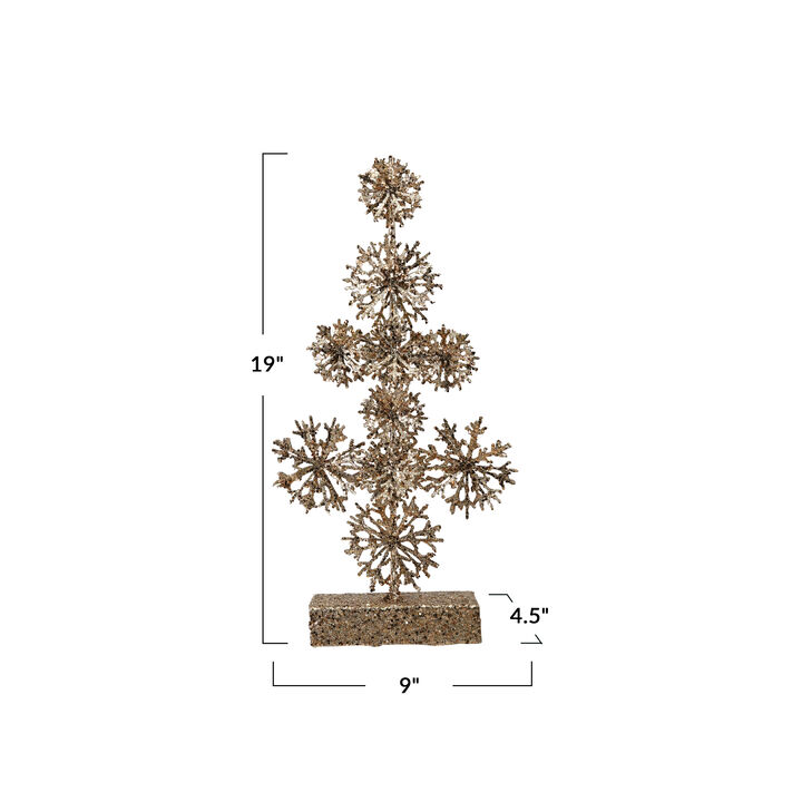 Champagne Glitter Iron Tree Sculpture