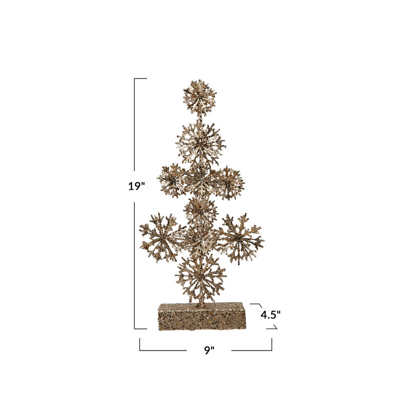 Champagne Glitter Iron Tree Sculpture image number 1