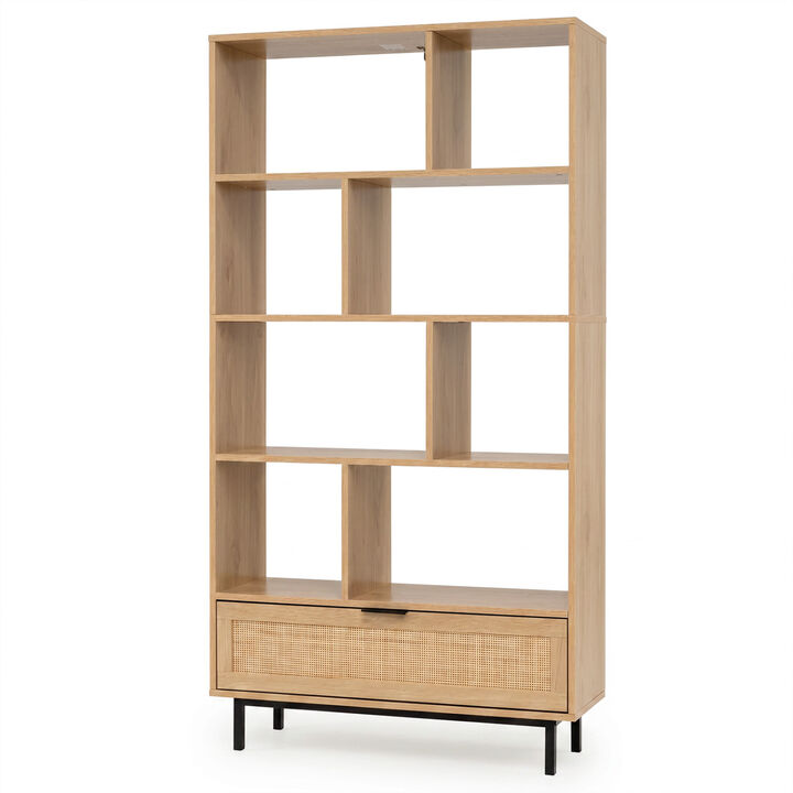 64 Inch Bookcase with 8 Open Cubes Storage Organizer Shelf