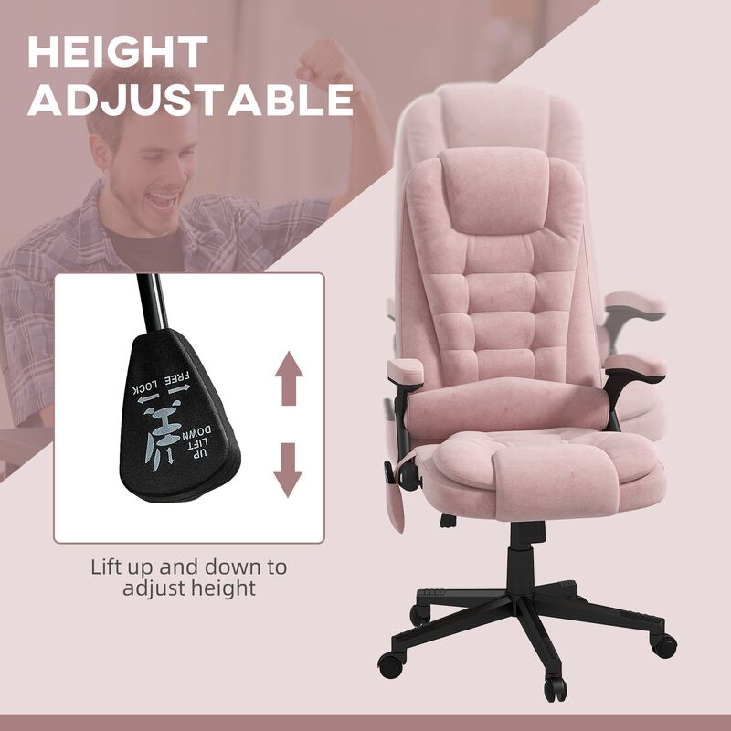 Pink 6-Point Vibrating Massage Chair: Heated, High Back, Remote