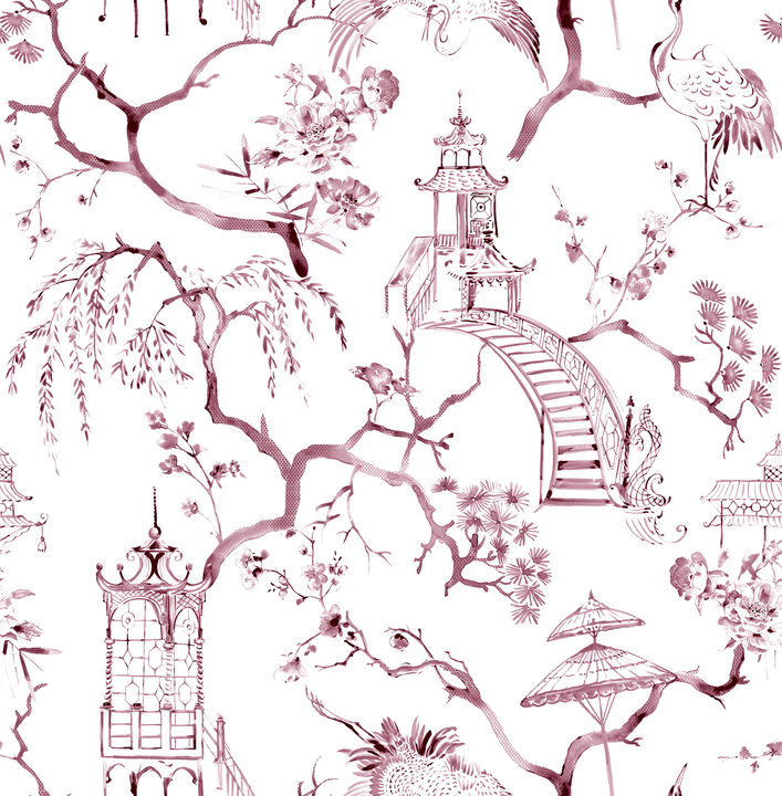 Serena Plum Chinoiserie Wallpaper (Set of 2)