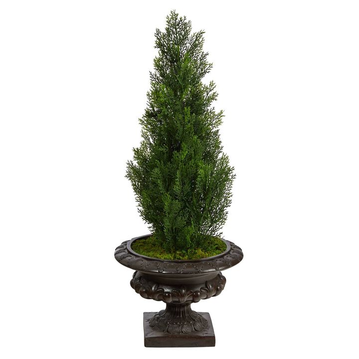 Nearly Natural 3.5-in Cedar Pine Tree in Urn UV Resistant (Indoor/Outdoor)