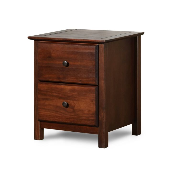 Hivvago Farmhouse Solid Pine Wood 2 Drawer Nightstand