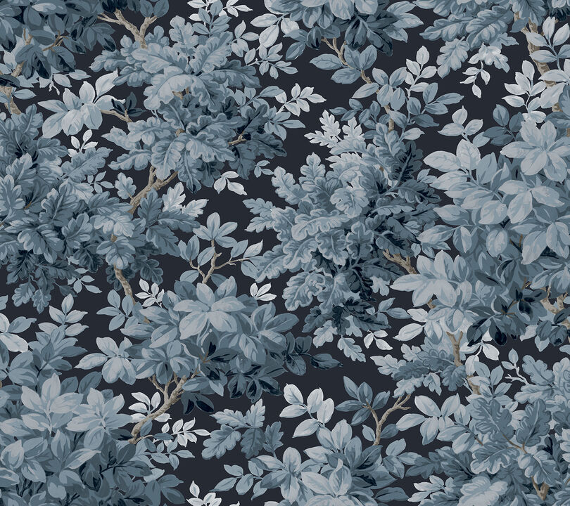Greenwood Dark Blue Deciduous Wallpaper