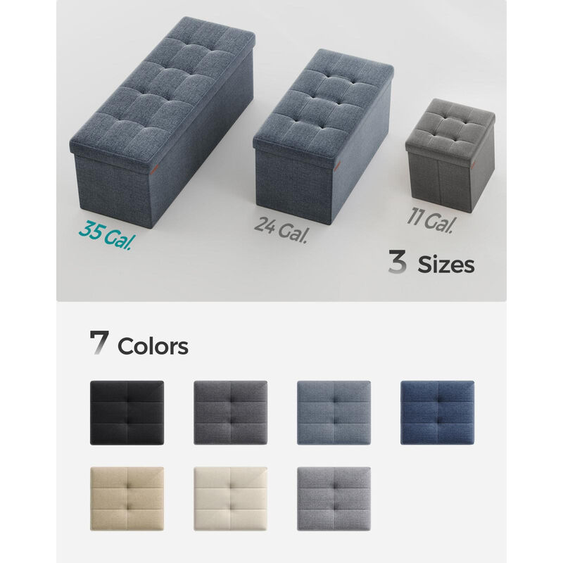 Long Folding Ottoman with Storage and Divider &ndash; 43" Upholstered Bench and Foot Stool for Home Organization