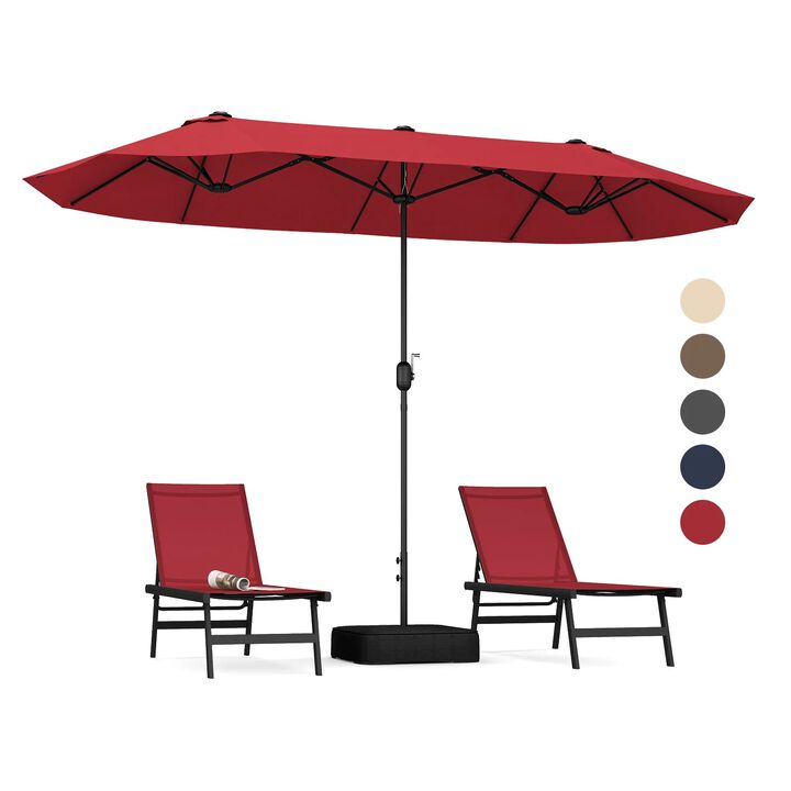 Mondawe 13 Feet Double-Sided Patio Twin Table Umbrella with Crank Handle
