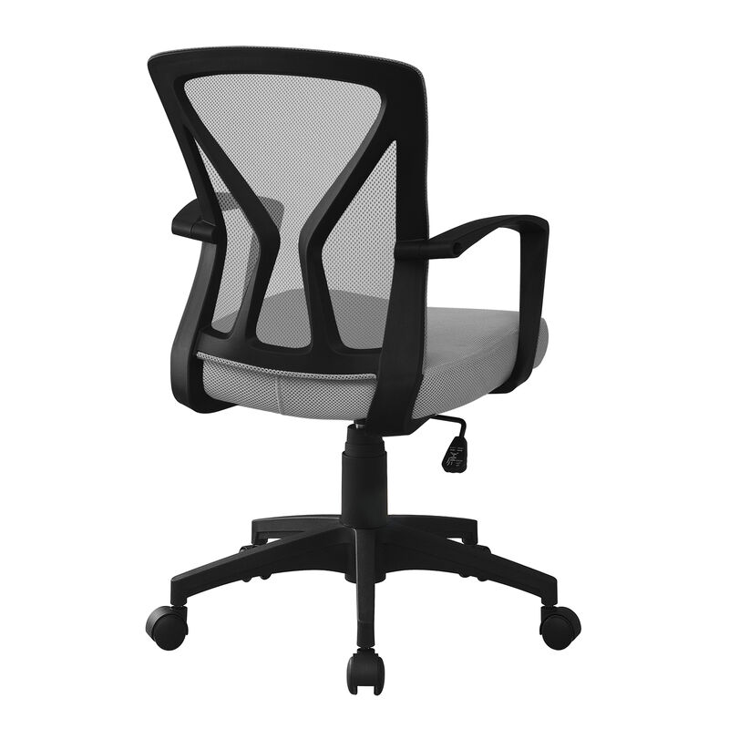 Monarch Specialties I 7340 Office Chair, Adjustable Height, Swivel, Ergonomic, Armrests, Computer Desk, Work, Metal, Fabric, Grey, Black, Contemporary, Modern