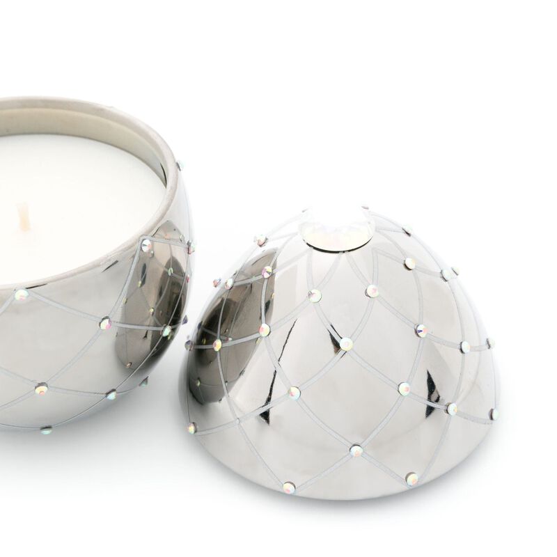 Candle in Ceramic Egg BOIS DE ROUSSIE 16 oz Silver 6.5 diam. x 7.48 in image number 2