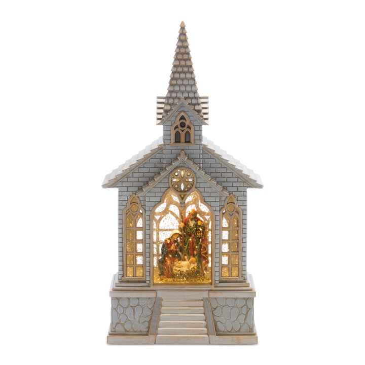 Snow Globe with Church and Holy Family for Religious Christmas Décor and Nativity Display