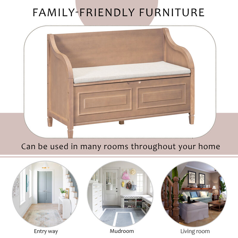 Streamdale Rustic Solid Wood Multifunctional Entry Bench image number 3