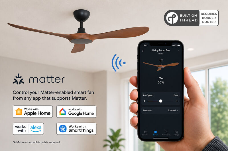ENLIGHT 60" Smart DC Ceiling Fan, IP66 Outdoor/Coastal Rated, Matter Smart Home Integration, 3 Blades image number 2