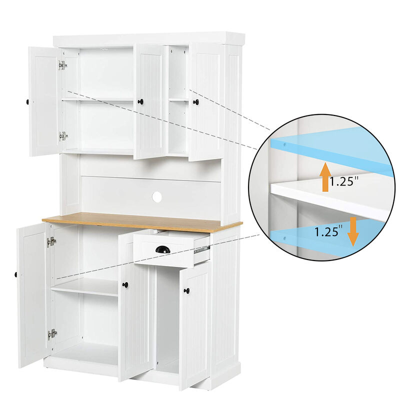 Wood 39.76 in. Pantry Cabinet with Adjustable Shelves
