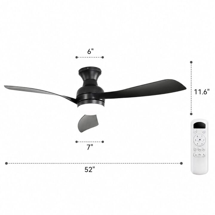 ELEMENT ACE 52 Inch Ceiling Fan with Dimmable LED Light, Reversible DC Motor, Remote Control and Light Memory for Indoor Rooms
