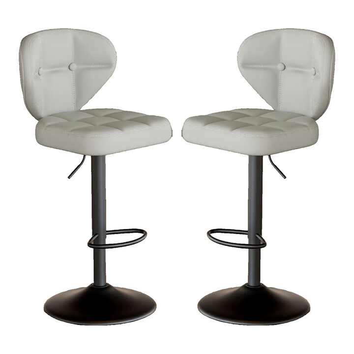 PU Leather Swivel Bar Stools Set of 2, Modern Hydraulic Adjustable Counter Height Stools, Steady Water Resistant Iron Frame 360&deg; Kitchen Island Chairs